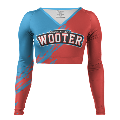 Buy Custom Long Sleeved V-Neck Cheerleading Crop Tops Online | Wooter Apparel