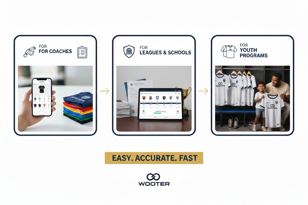 custom uniform order for coaches, schools, youthleagues