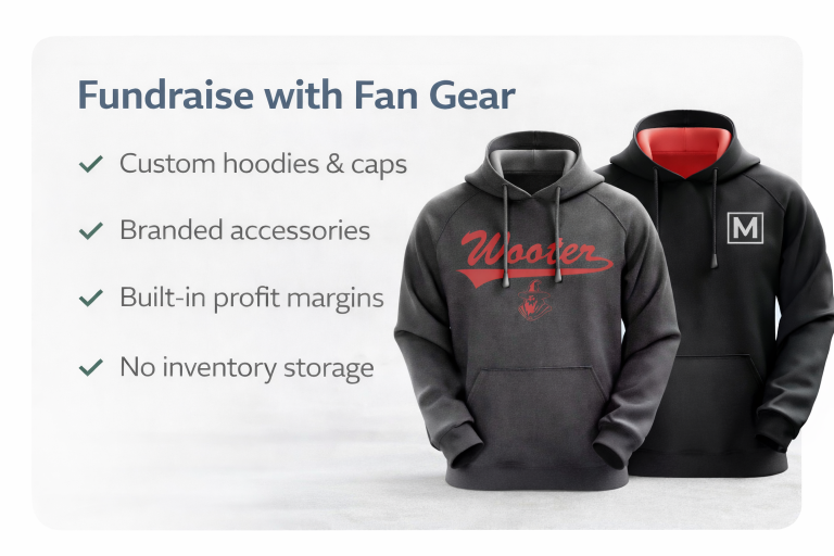 Custom Wooter fan gear hoodies designed for youth sports fundraising and league merchandise stores.