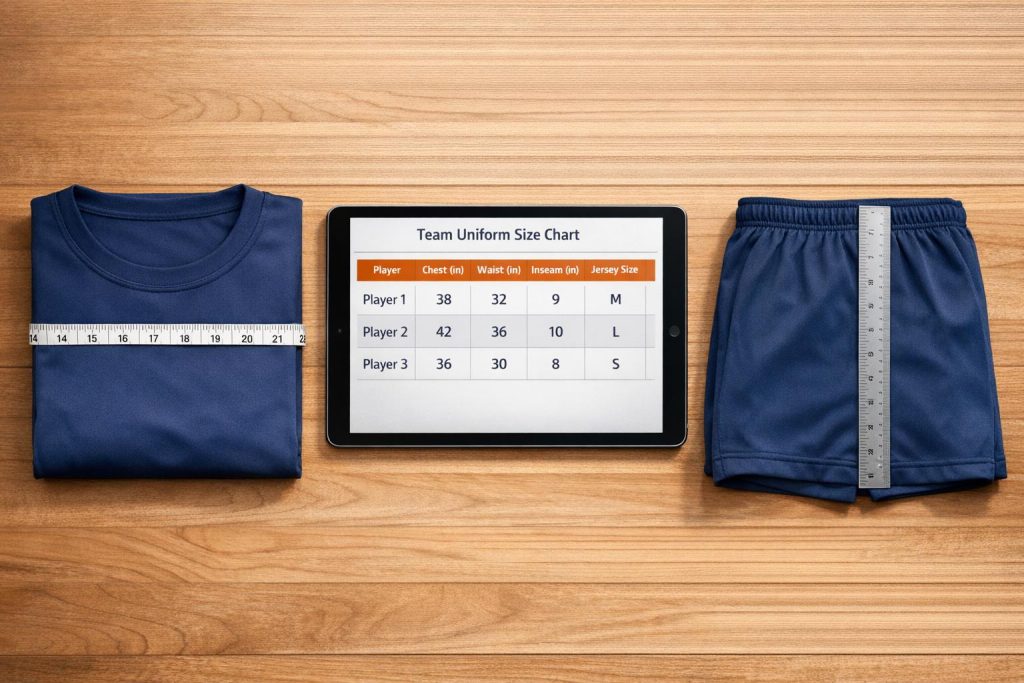Sports Team Uniform Size Chart Generator