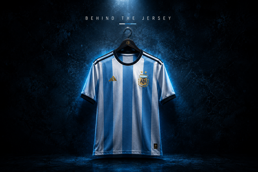 Behind the Jersey series cover featuring an Argentina-inspired World Cup soccer jersey