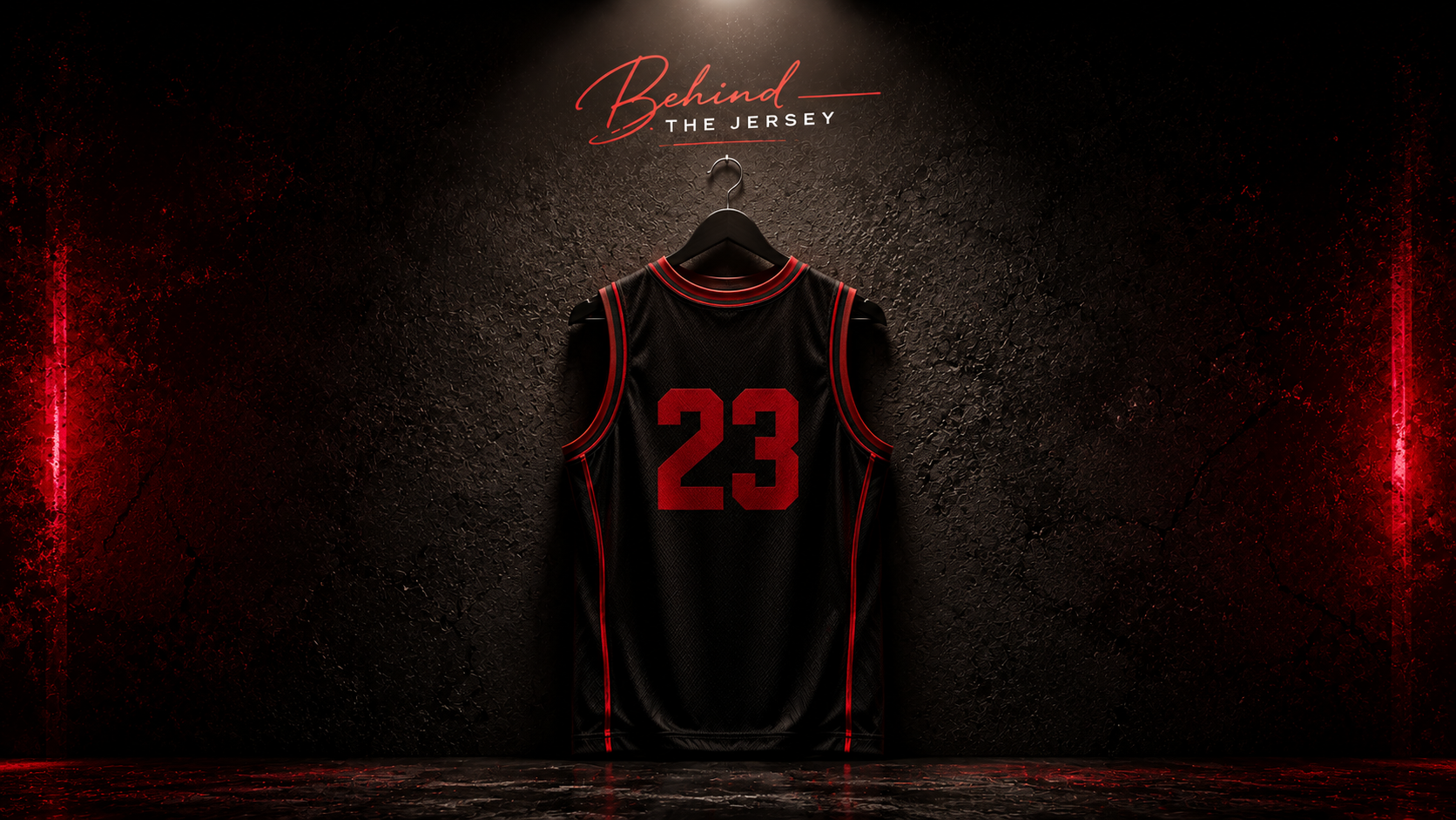 Behind the Jersey series cover featuring a classic red and black basketball jersey inspired by the Chicago Bulls