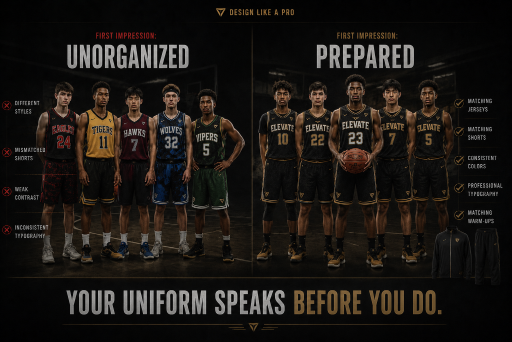 Professional versus poorly coordinated basketball uniforms and their impact on first impressions