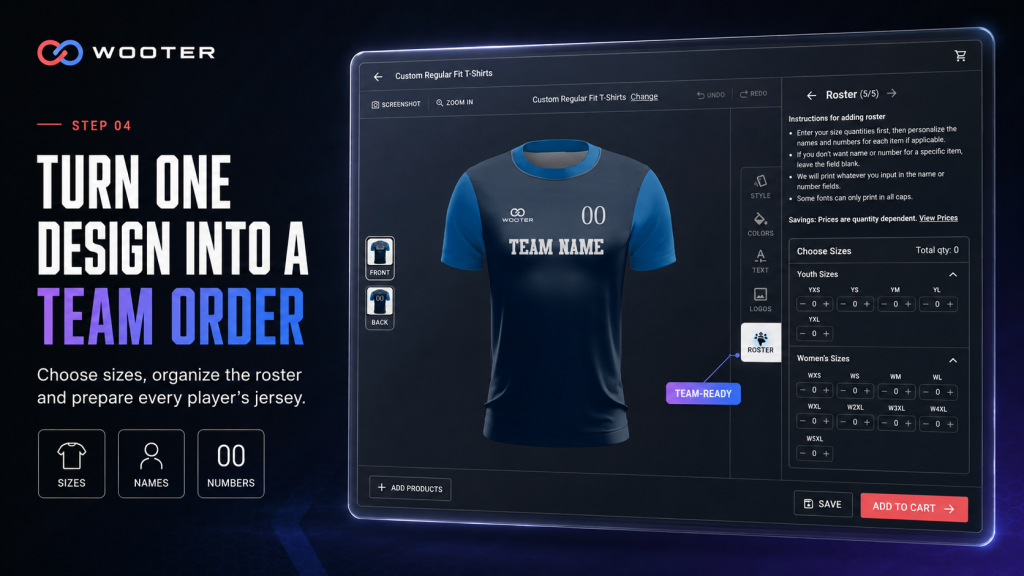 Choosing player sizes and organizing a custom esports jersey team order
