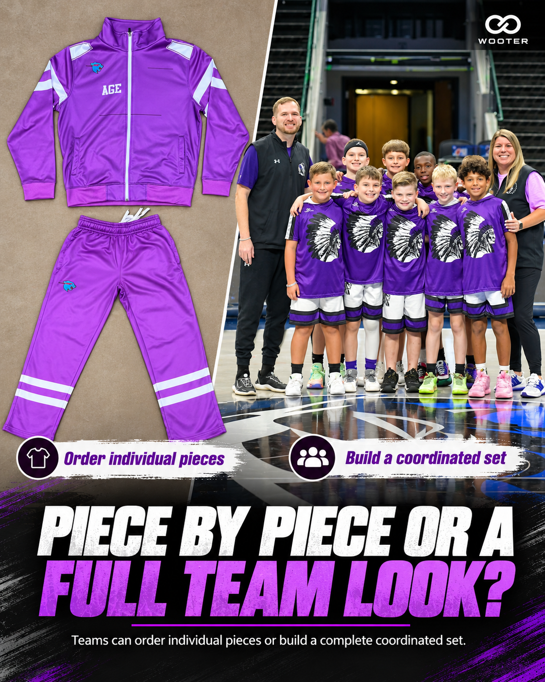 Custom basketball warmup jacket and pants compared with a coordinated full team warmup setupCustom basketball warmup jacket and pants compared with a coordinated full team warmup setup